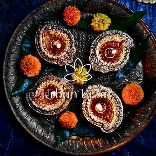 Terracotta Mango Diya - Set of 4