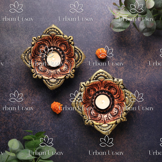 Large Square Diya - Set of 2
