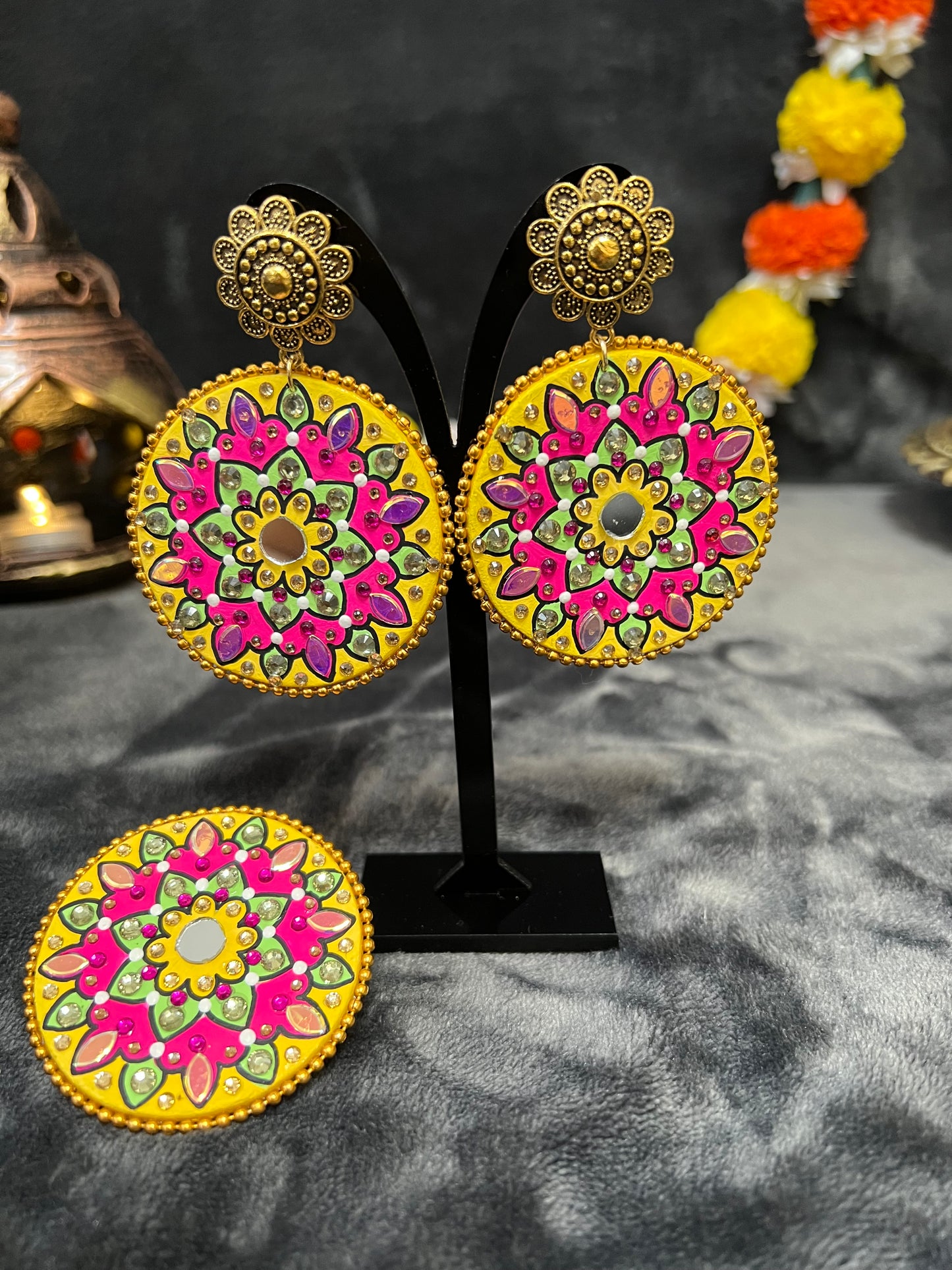 Mandala Jhumka & Ring Set