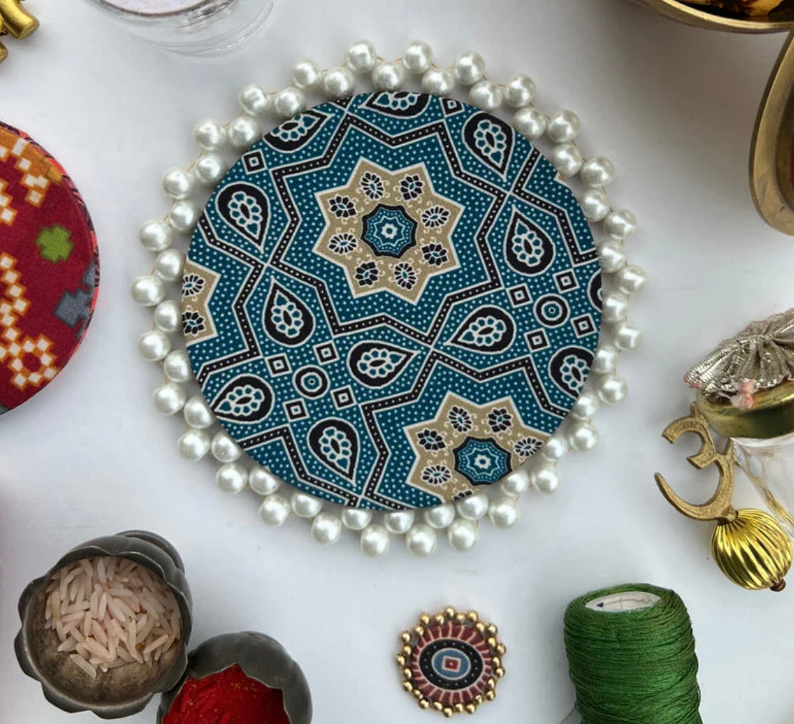 Pearl Beaded Diya Pallets - Set of 2