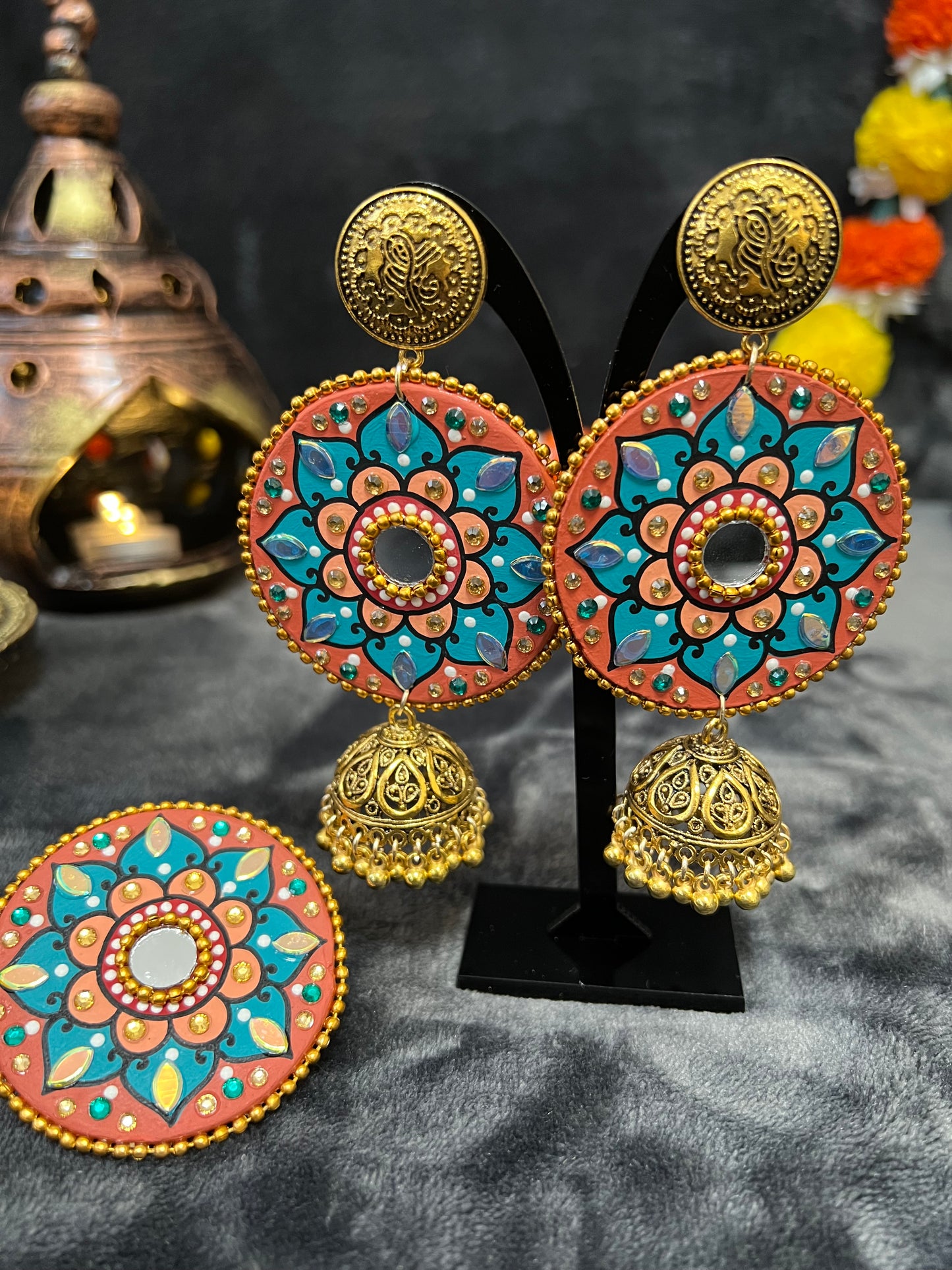 Mandala Jhumka & Ring Set
