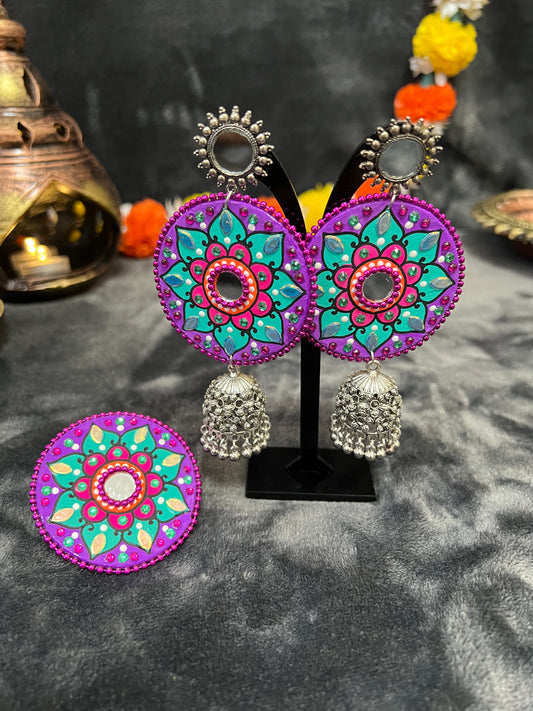 Mandala Jhumka & Ring Set