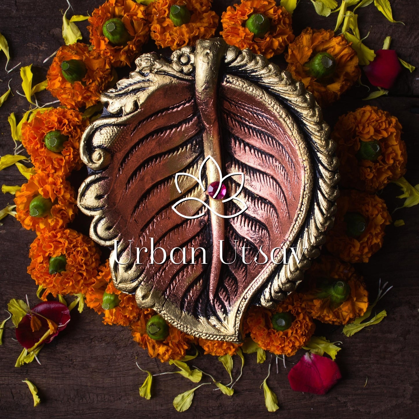 Large Peepal Leaf Diya - Set of 2