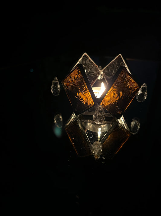 Rhombus Textured Glass Tea lights - Set of 2