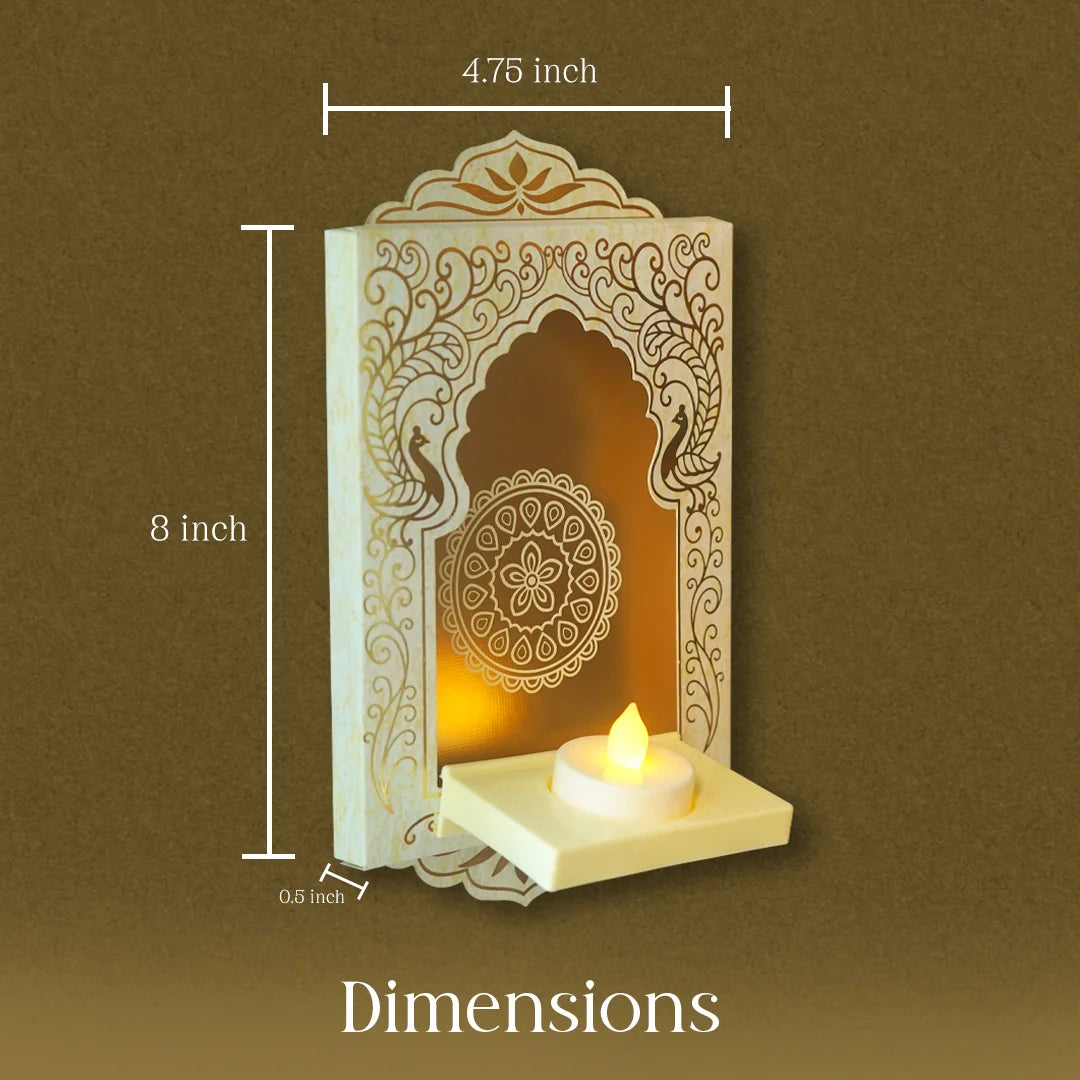 Deep Mandapam, Shwet – Royal Jharokha Wall Decor Boxes - Set of 12