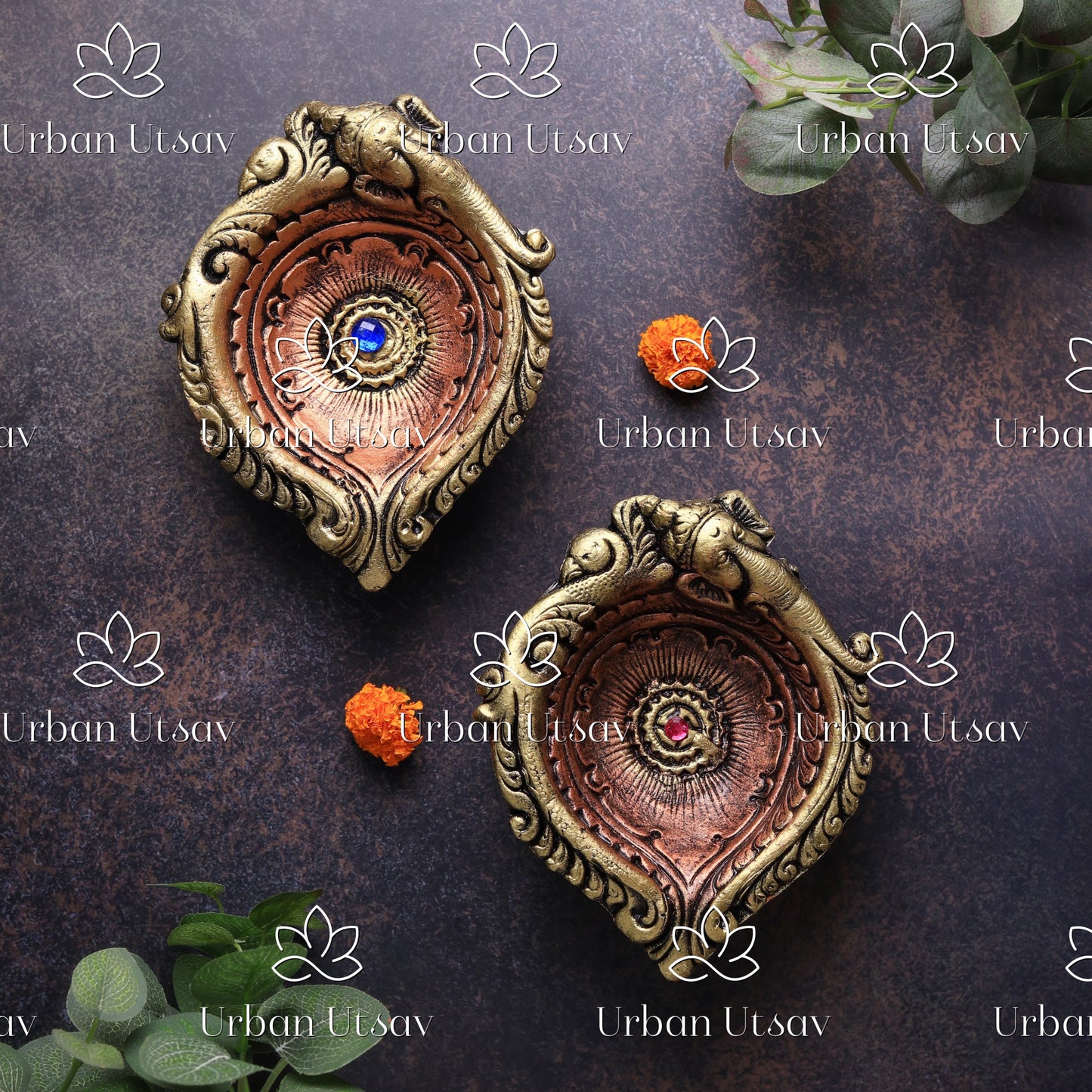 Large Elephant Diya - Set of 2