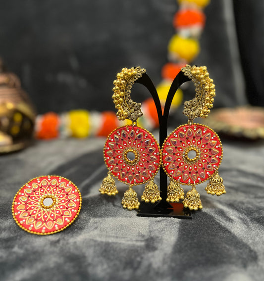 Mandala Jhumka & Ring Set