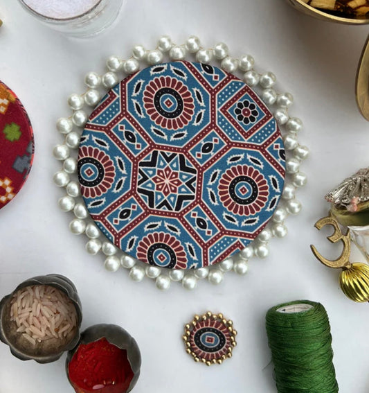 Pearl Beaded Diya Pallets - Set of 2