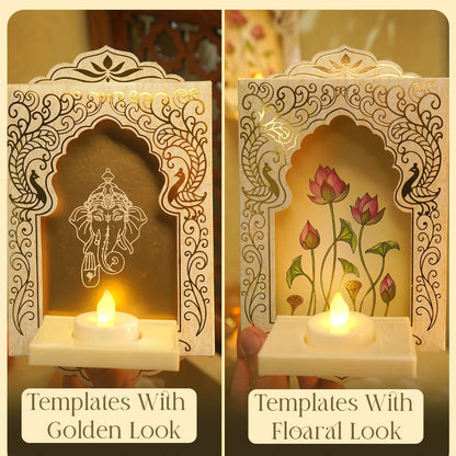 Deep Mandapam, Shwet – Royal Jharokha Wall Decor Boxes - Set of 12
