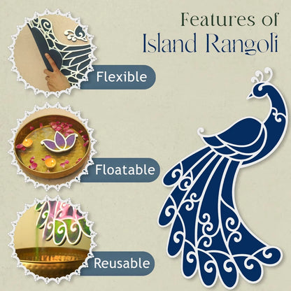 Varn Mayur Rangoli Template Set – Classic Peacock Design with Ring & Lotus Motifs (81 cm)