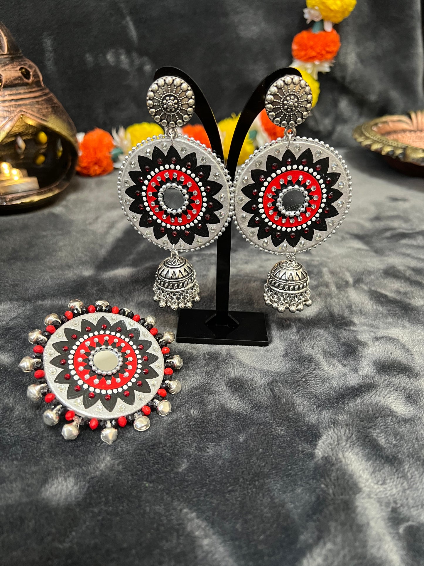 Mandala Jhumka & Ring Set