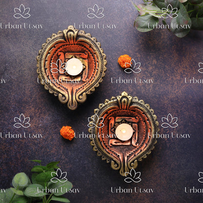 Large Swastik Diya - Set of 2