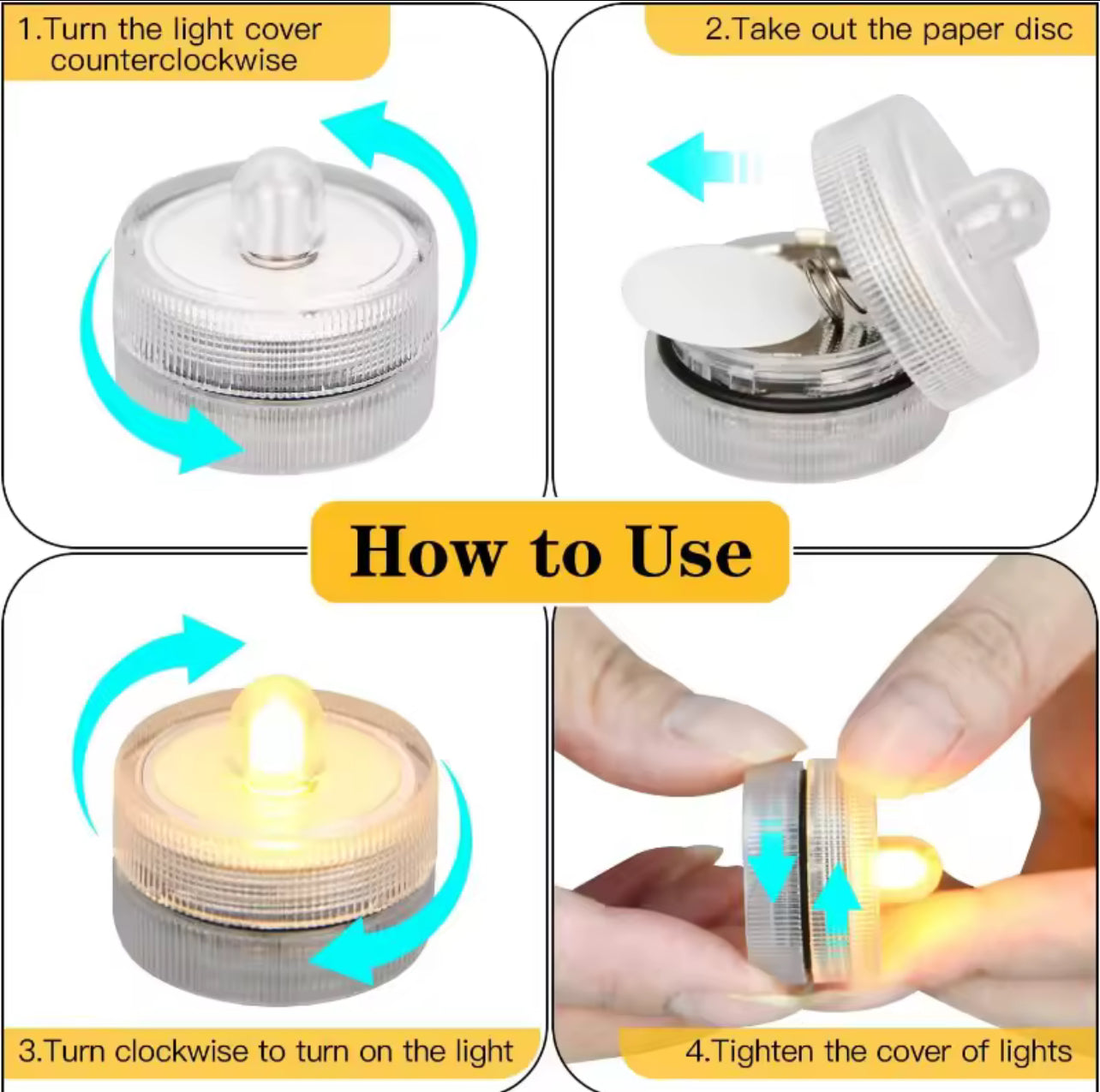 Warm White/Yellow LED Tealight Diya Lamps – Realistic Flame Look – Battery Operated – Set of 12 – Perfect for Diwali, Navratri & Festive Décor