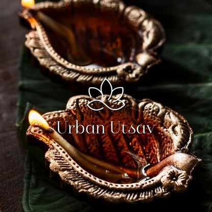 Terracotta Peepal Leaf Diya - Set of 4