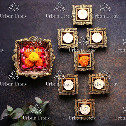 Terracotta Swastik Diya - Set of 4