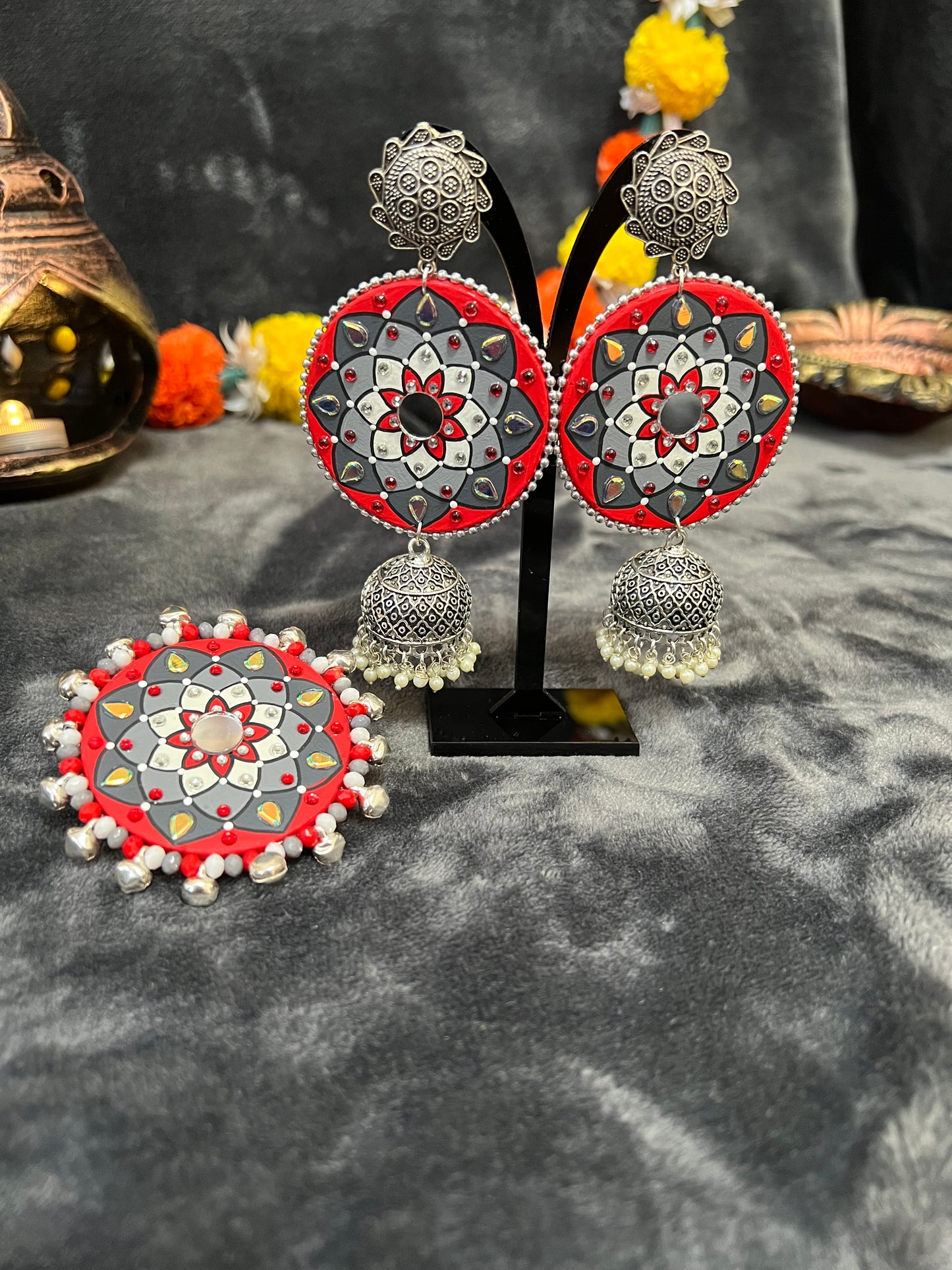 Mandala Jhumka & Ring Set