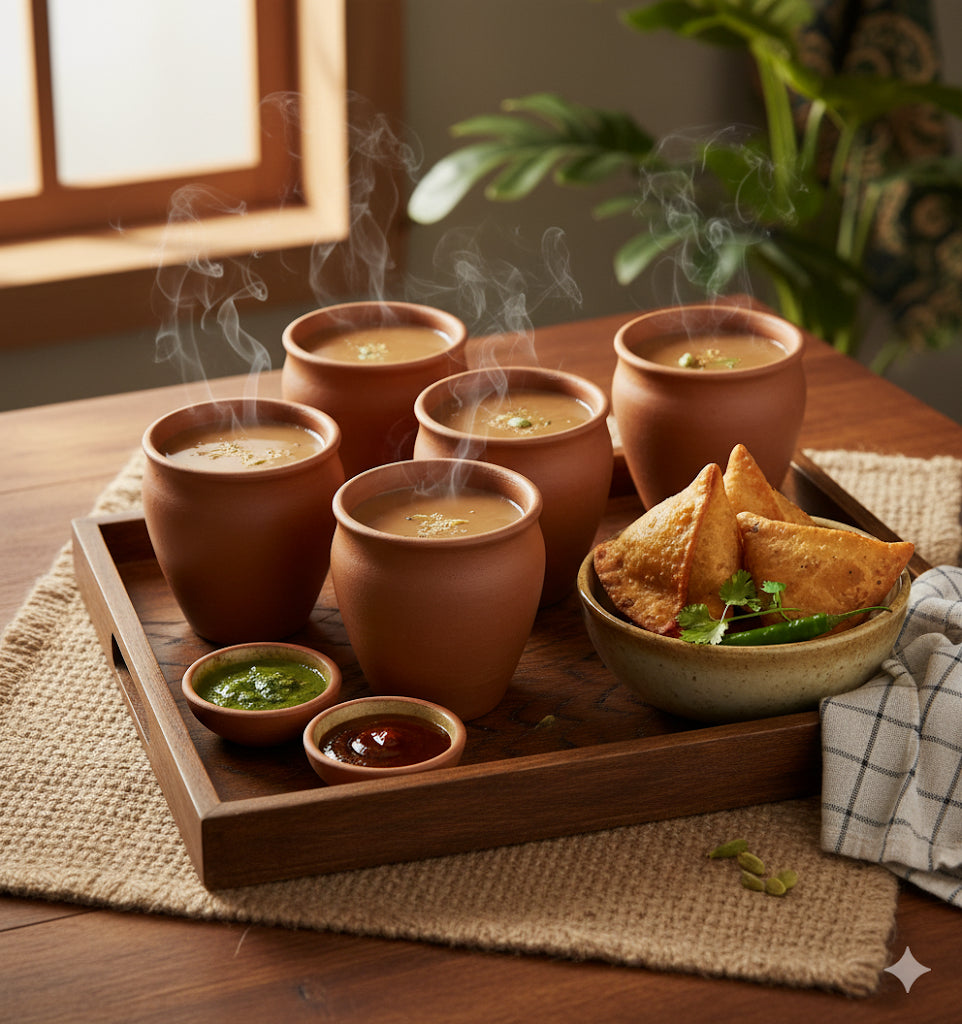 Terracotta Chai Kulhad Cups – Set of 6 | 150ml Eco-Friendly Clay Cups for Tea, Coffee & Lassi