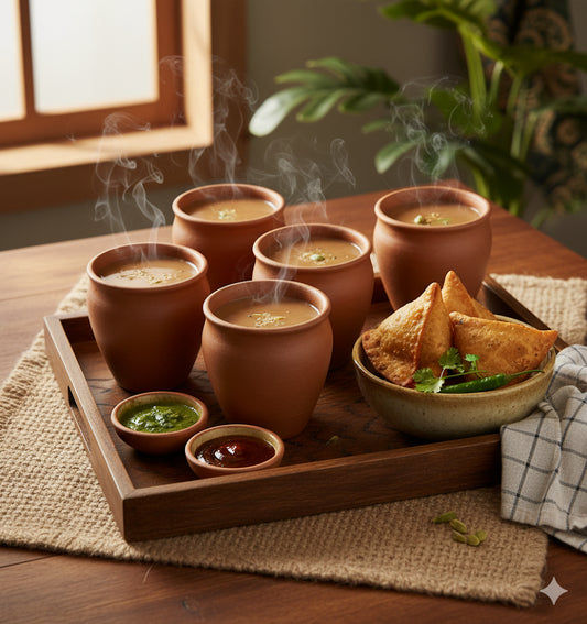 Terracotta Chai Kulhad Cups – Set of 6 | 150ml Eco-Friendly Clay Cups for Tea, Coffee & Lassi
