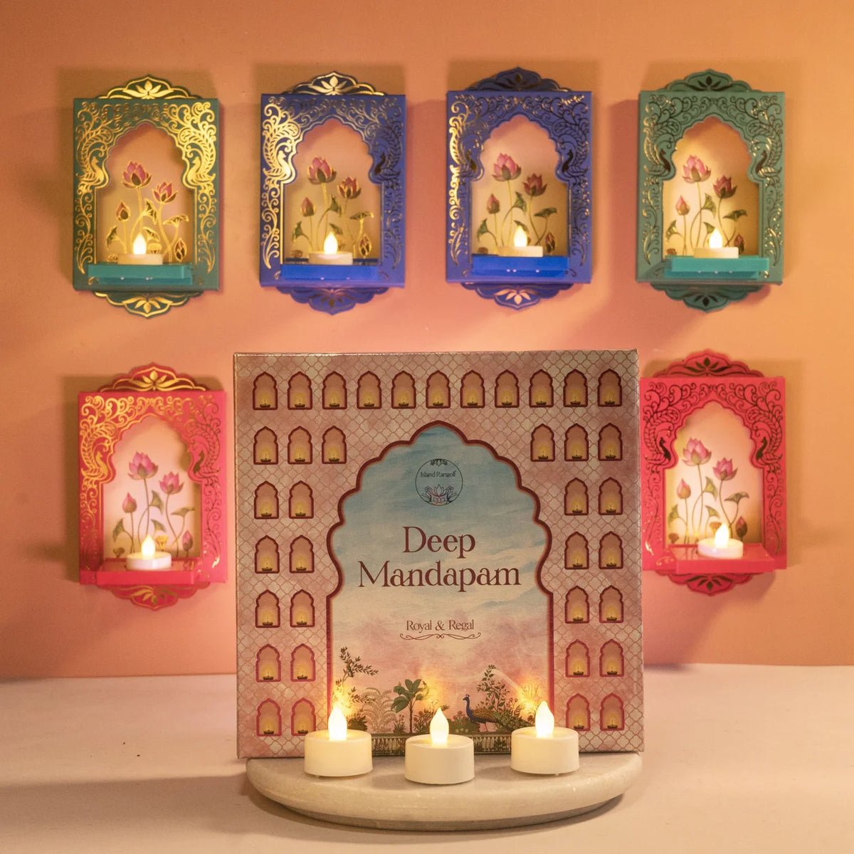 Deep Mandapam – Royal Jharokha Wall Decor Boxes - Set of 12