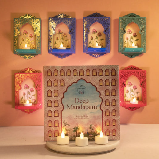 Deep Mandapam – Royal Jharokha Wall Decor Boxes - Set of 12