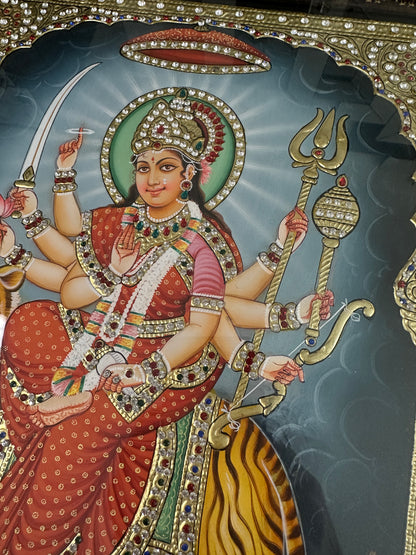 Traditional Durga Maa handpainted artwork with intricate detailing