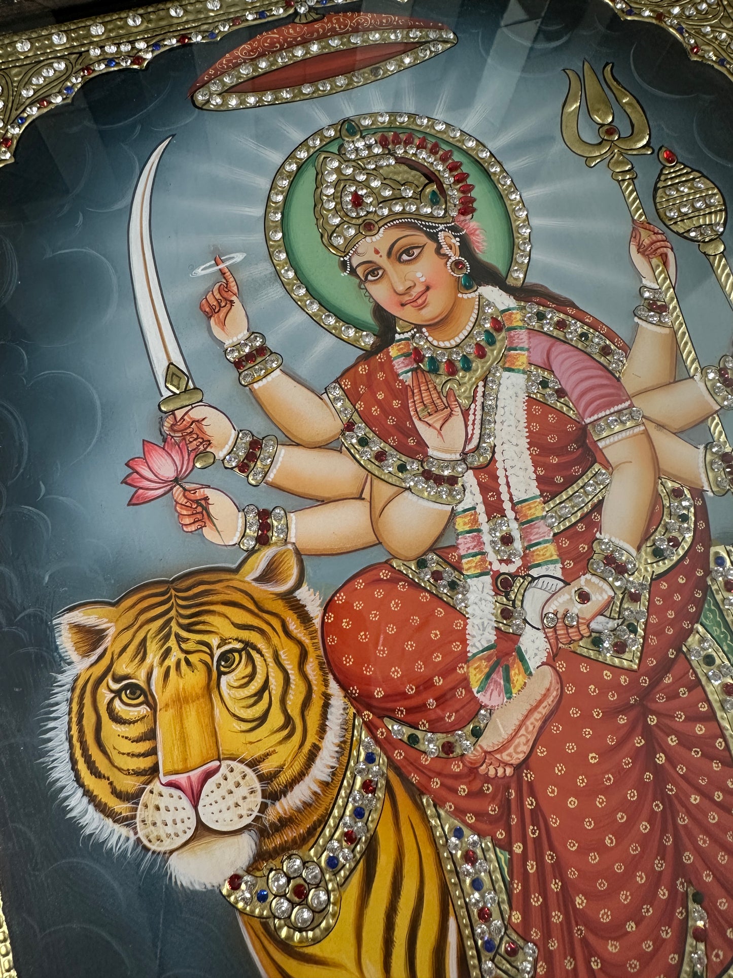 Ambe Maa Durga Maa framed artwork for home mandir and spiritual décor
