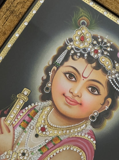 Bal Krishna painting in traditional Indian art style with intricate detailing