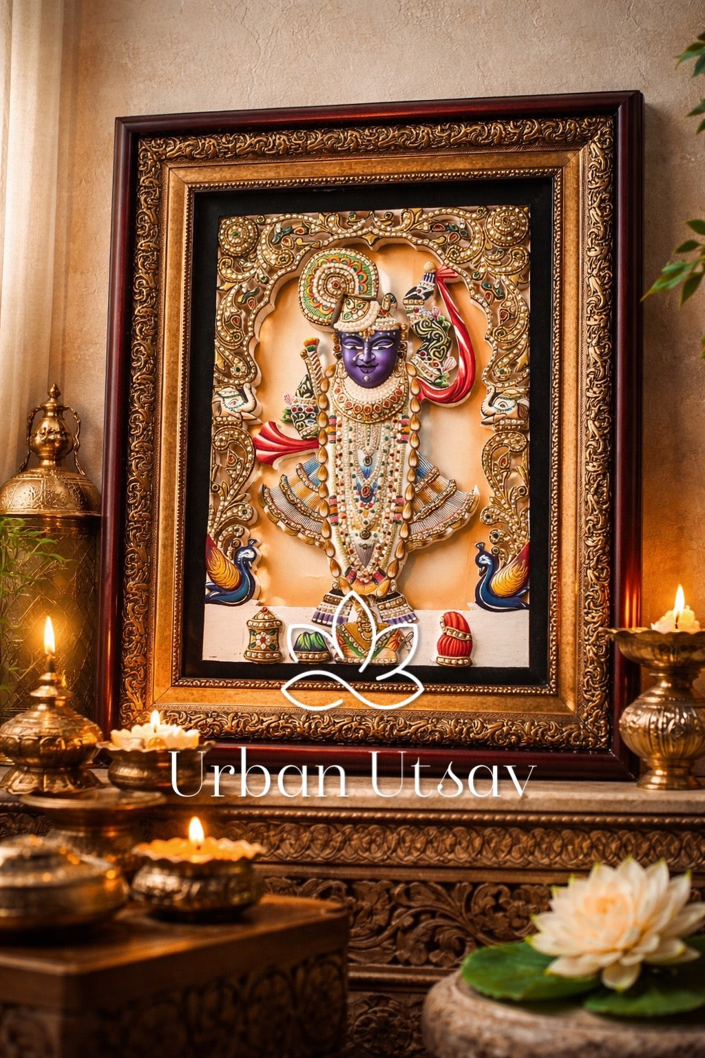 Shreenathji 3D artwork displayed on wall as premium spiritual home décor