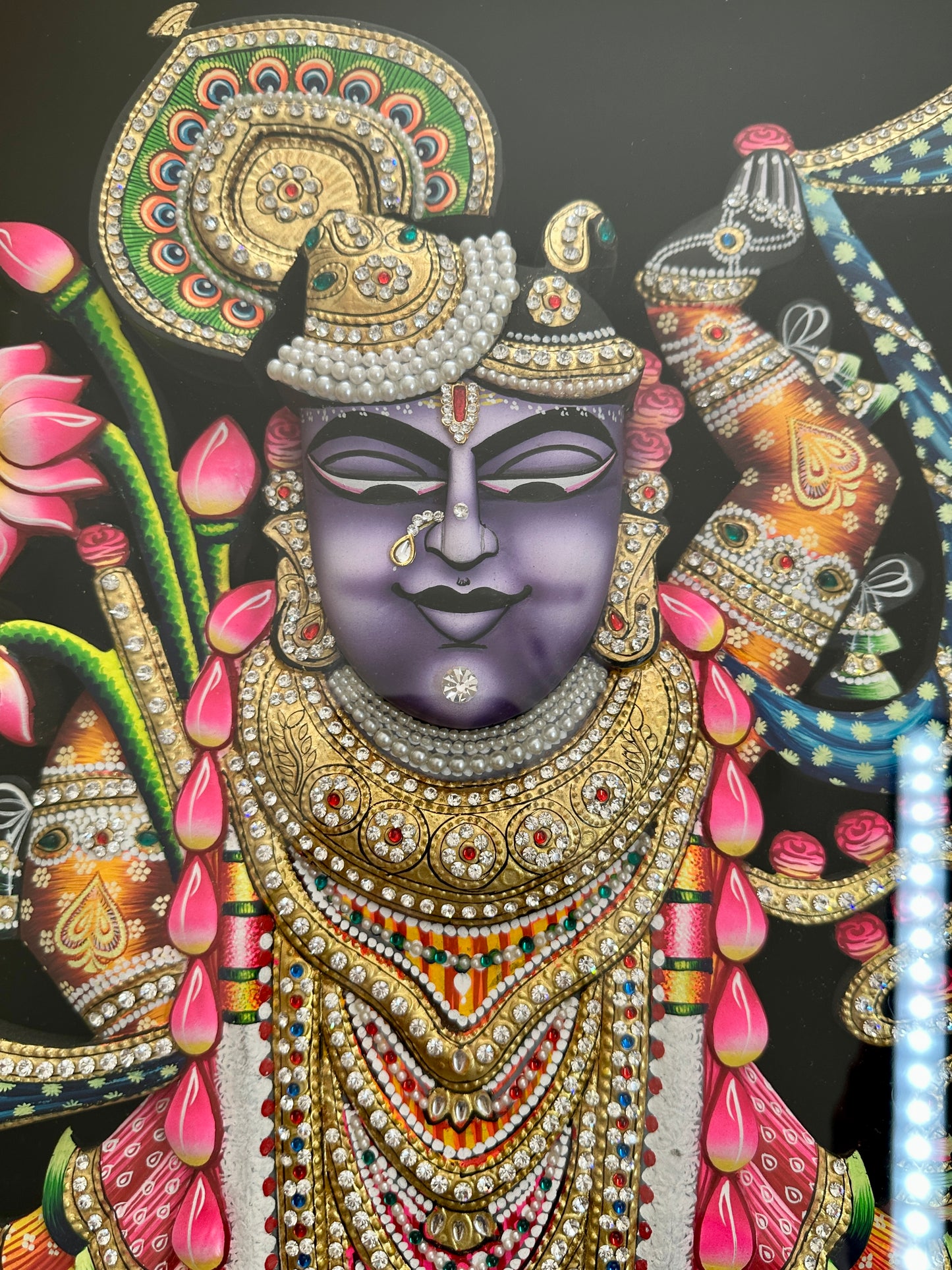 Detail of Shreenathji artwork base showing traditional decorative elements