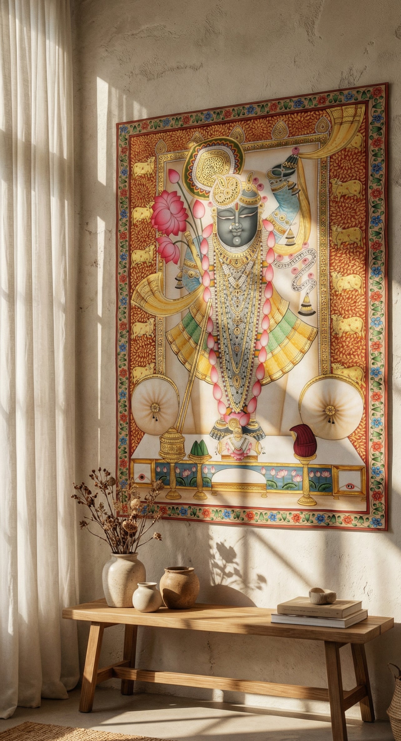 Traditional Rajbhog style Shreenathji Pichwai painting inspired by Nathdwara temple art