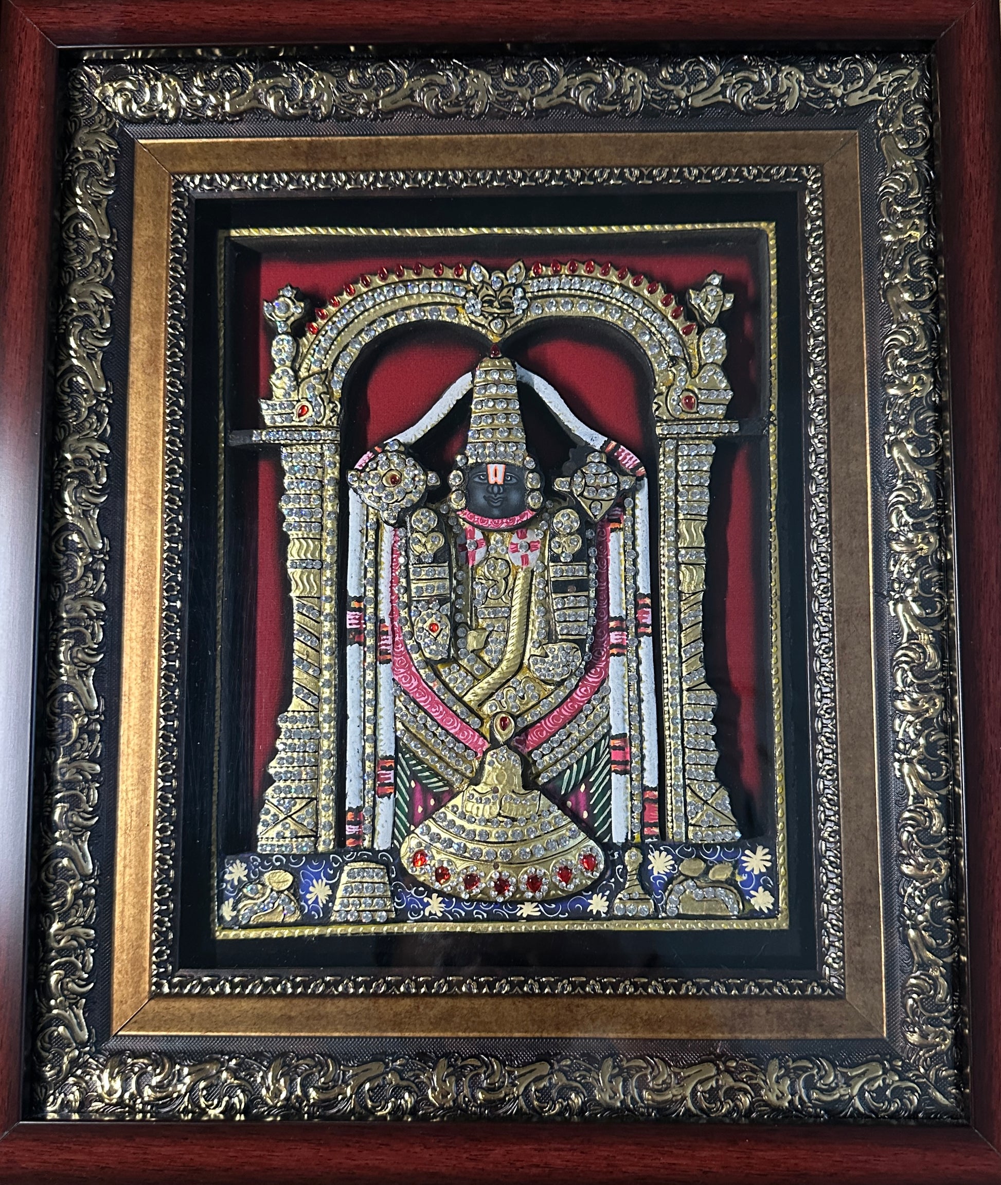 Side view of Tirupati Balaji 3D artwork showing depth and raised detailing