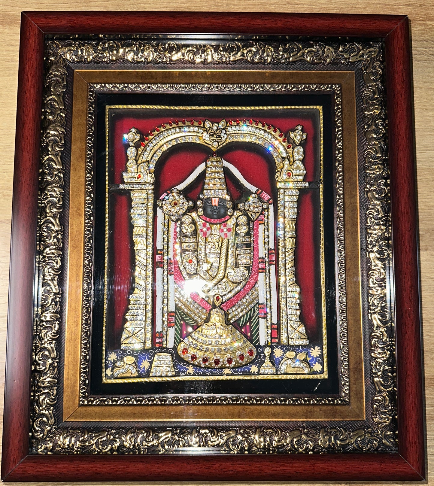Tirupati Balaji framed 3D devotional artwork for home mandir or spiritual décor