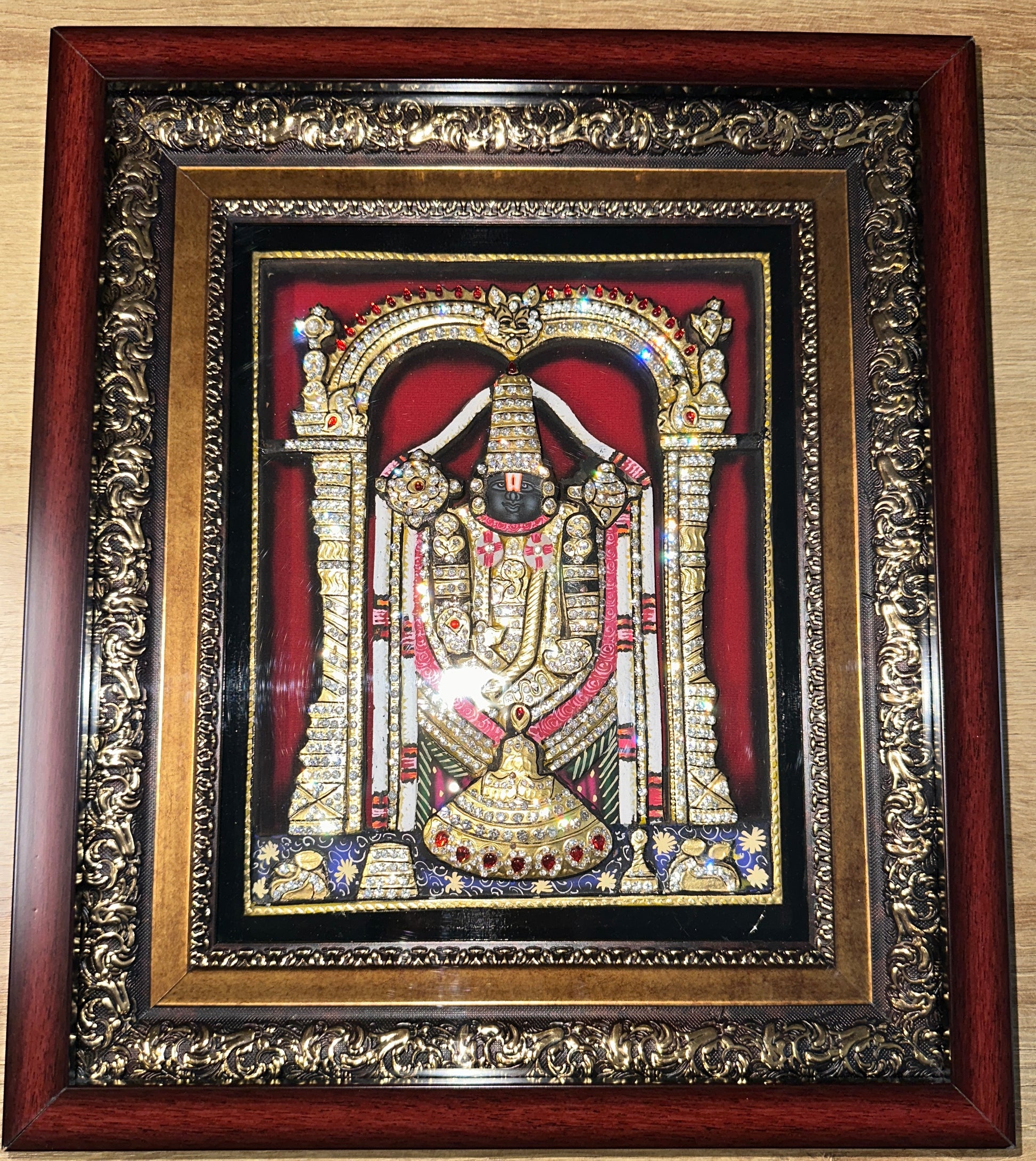 Tirupati Balaji framed 3D devotional artwork for home mandir or spiritual décor